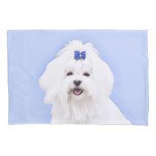 Maltese Painting - Cute Original Dog Art Pillow Case