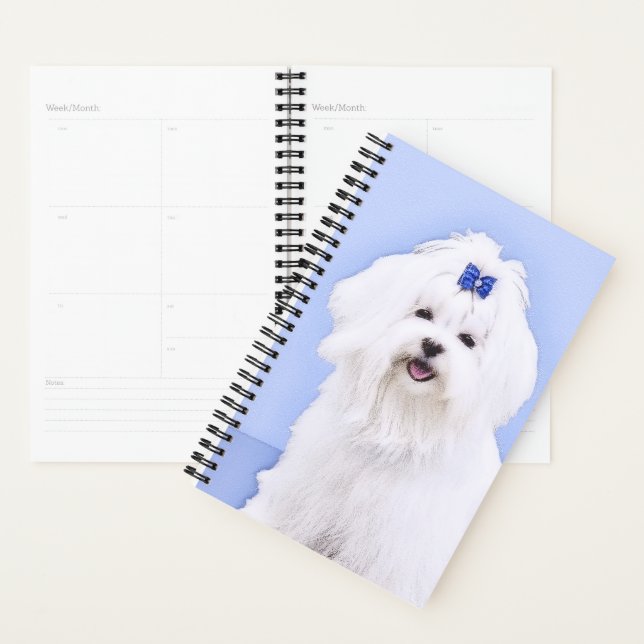 Maltese Painting - Cute Original Dog Art Planner (Display)