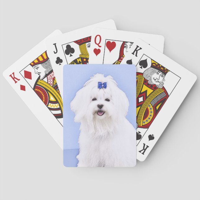 Maltese Painting - Cute Original Dog Art Poker Cards (Back)