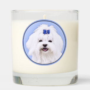 Maltese Painting - Cute Original Dog Art Scented Candle