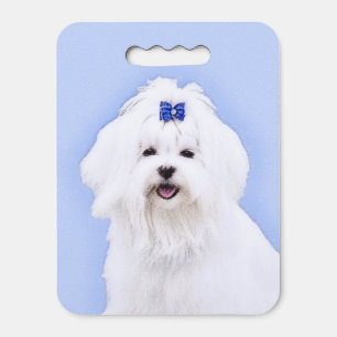 Maltese Painting - Cute Original Dog Art Seat Cushion