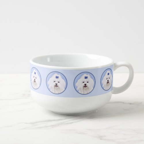 Maltese Painting _ Cute Original Dog Art Soup Mug