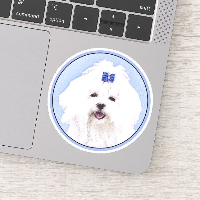 Maltese Painting - Cute Original Dog Art Sticker (Detail)