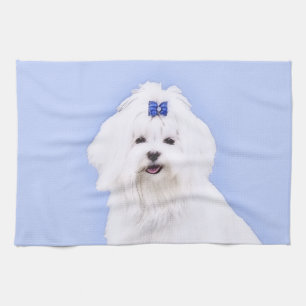 Maltese Painting - Cute Original Dog Art Towel