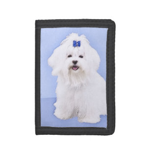 Maltese Painting - Cute Original Dog Art Trifold Wallet