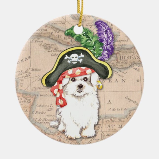 Maltese Pirate Ceramic Ornament (Front)