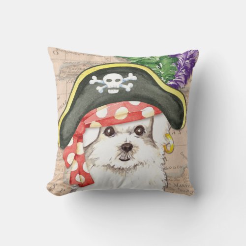 Maltese Pirate Throw Pillow