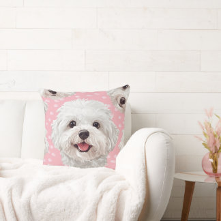 Maltese poodle dog pattern, throw pillow