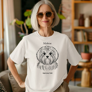 Maltese Portrait Black Line Illustration Tri-Blend Shirt