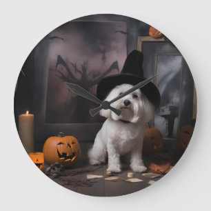 Maltese Pumpkins Halloween Scary Large Clock