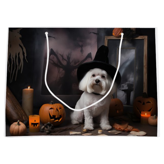 Maltese Pumpkins Halloween Scary  Large Gift Bag (Front)