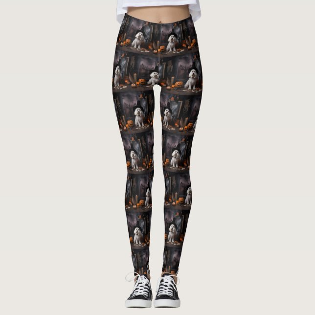 Maltese Pumpkins Halloween Scary  Leggings (Front)