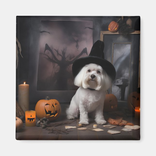 Maltese Pumpkins Halloween Scary  Magnet (Front)
