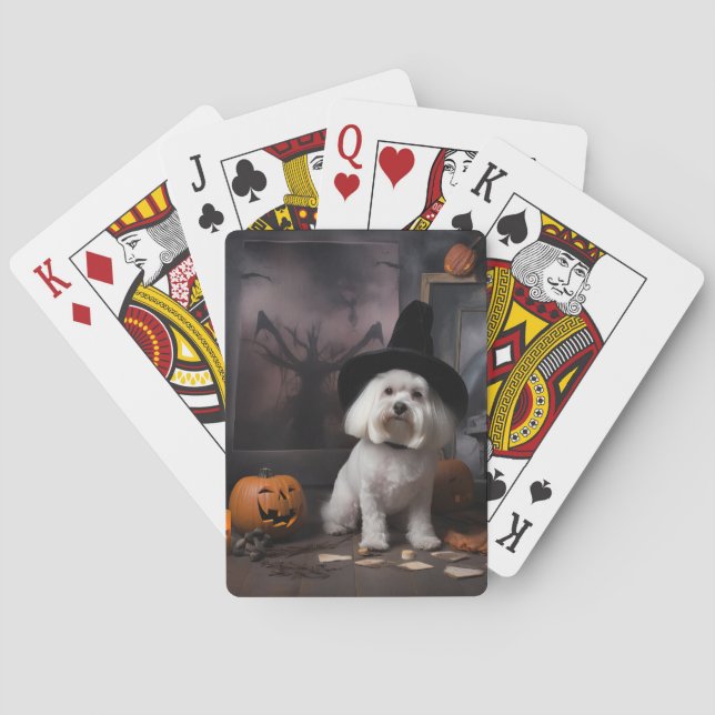 Maltese Pumpkins Halloween Scary  Poker Cards (Back)