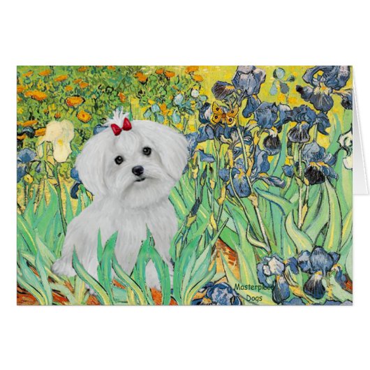 MALTESE pup - Irises Cards (Front Horizontal)
