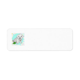 Maltese Pup with Bubbles Label