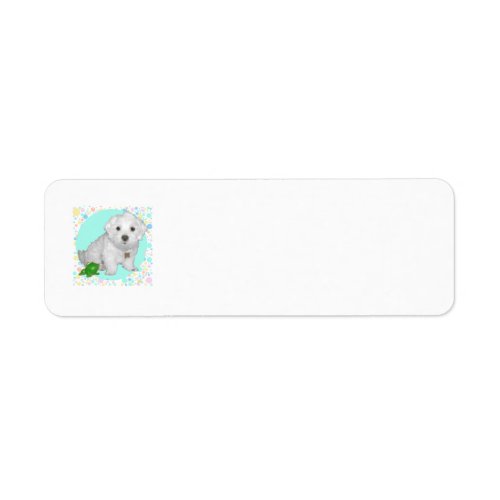 Maltese Pup with Bubbles Label