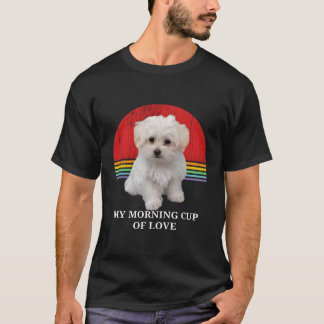 Maltese Puppies Lover Retro Sunset Pet Owner Love T-Shirt