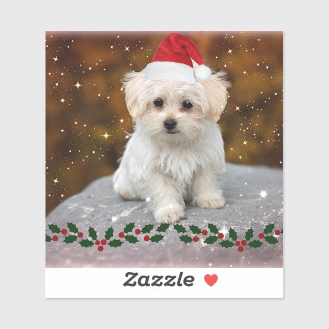 Maltese Puppy at Christmas Sticker (Sheet)