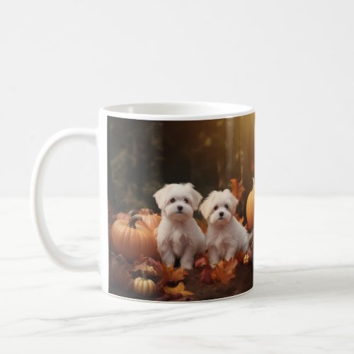 Maltese Puppy Autumn Delight Pumpkin  Coffee Mug