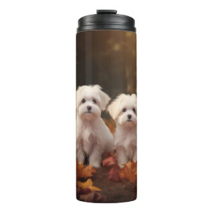 Maltese Puppy Autumn Delight Pumpkin Thermal Tumbler