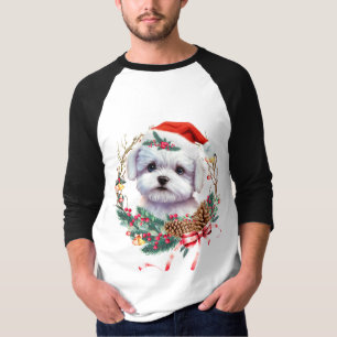 Maltese Puppy Christmas, Xmas Maltese Dog T-Shirt