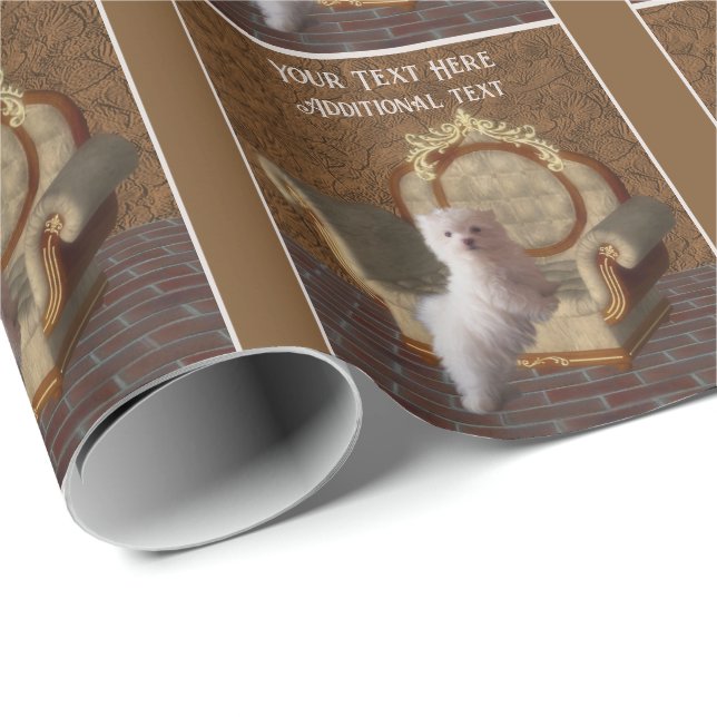 Maltese Puppy Dog Art Personalized Wrapping Paper (Roll Corner)