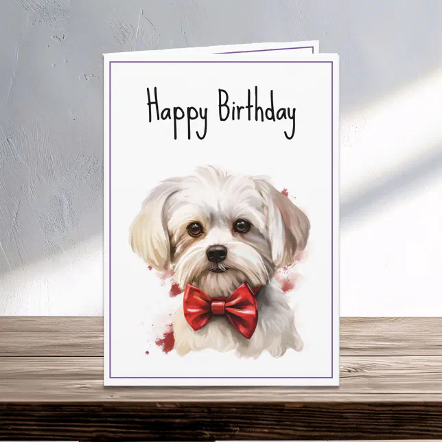 Maltese Puppy Dog Birthday Card | Zazzle