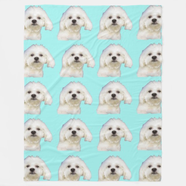 Maltese puppy fleece blanket (Front)