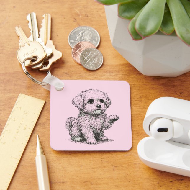 Maltese Puppy Keychain (Desk)