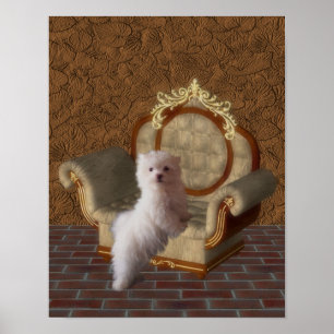 Maltese Puppy On Chair Dog Art Poster