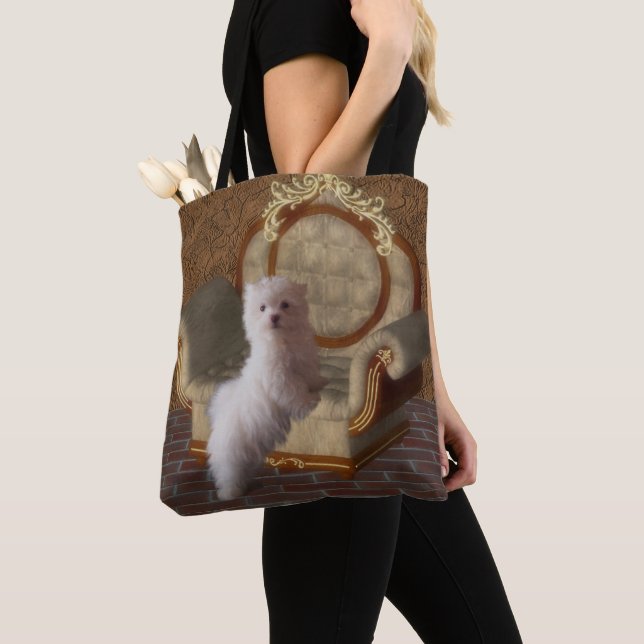 Maltese Puppy On Chair Dog Art  Tote Bag (Close Up)