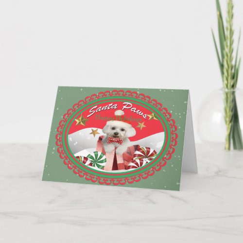 Maltese Puppy Santa Paws  Cards