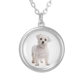 Maltese Puppy Silver Plated Necklace