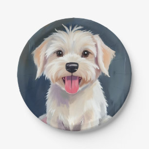 Maltese Puppy White Dog Painting Paper Plates