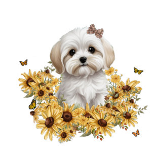 Maltese Puppy with Yellow Fall Flowers Hoodie