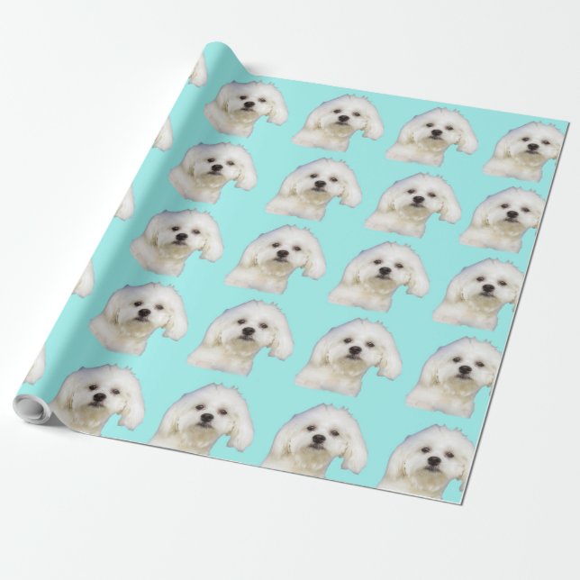 Maltese puppy wrapping paper (Unrolled)