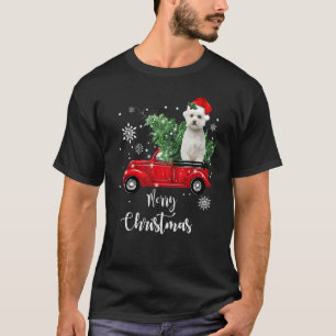 Maltese Ride Red Truck Christmas Pajama T-Shirt