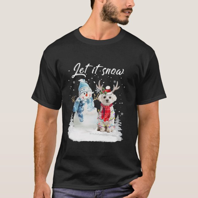Maltese Santa Dog Christmas Snowman Xmas Pajama T-Shirt (Front)