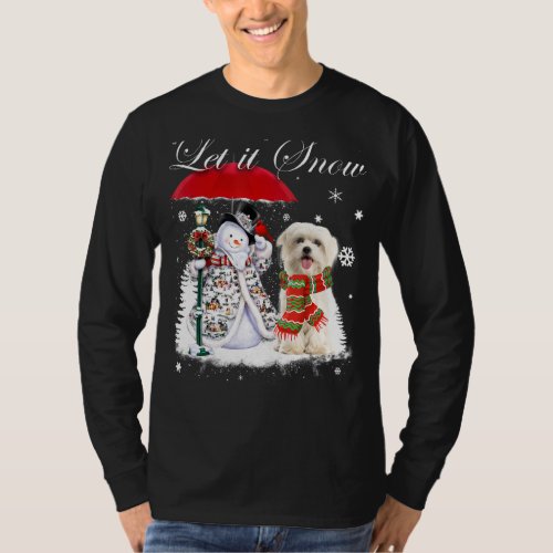 Maltese Santa Dog Christmas Snowman Xmas Pajama T_Shirt