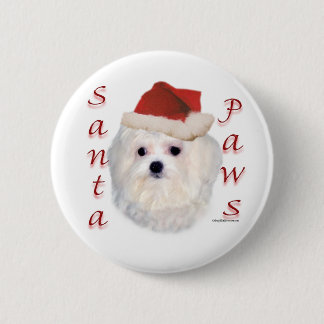 Maltese Santa Paws Pinback Button