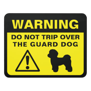 Maltese Silhouette Funny Guard Dog Warning Door Sign