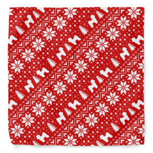 Maltese Silhouettes Christmas Pattern Red Bandana