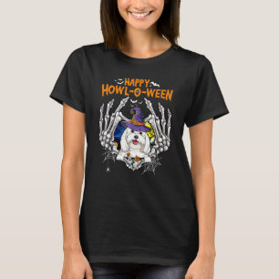 Maltese Skeleton Heart Happy Howl O Ween Costume T-Shirt