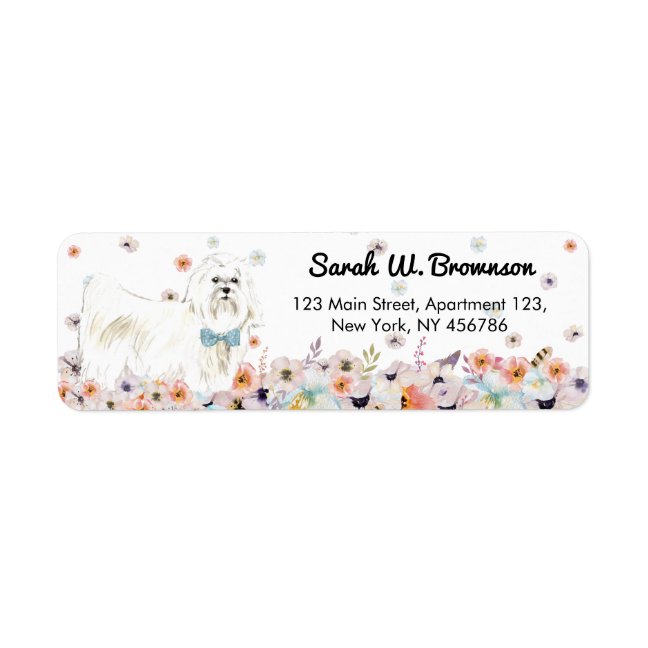 Maltese Sleeve white Dog bowtie Label