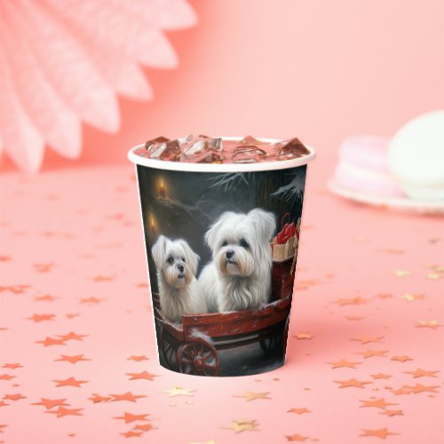 Maltese Snowy Sleigh Christmas Decor Paper Cups