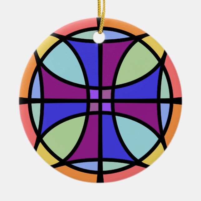 Maltese Stained Glass 2 Ceramic Ornament (Front)