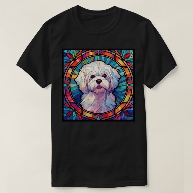 Maltese Stained Glass Art  T-Shirt (Design Front)
