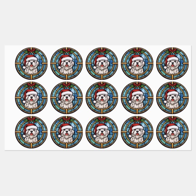 Maltese Stained Glass Christmas Labels (Sheet)