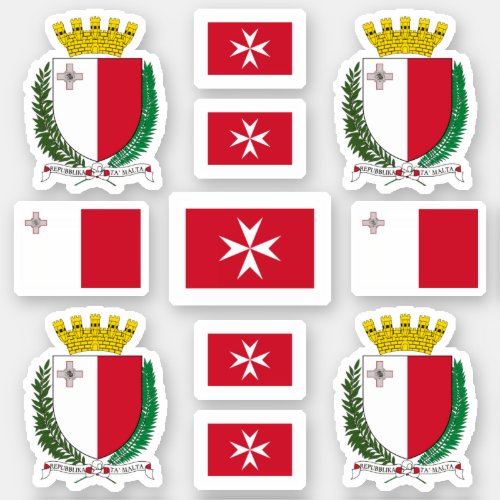 Maltese state symbols  coat of arms and flag sticker